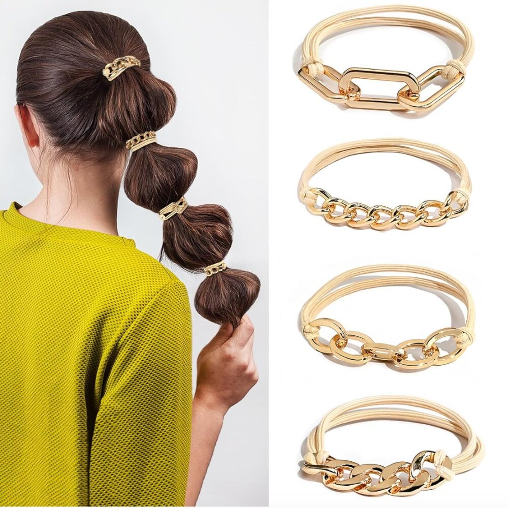 4-Pack Gold Hair Ties